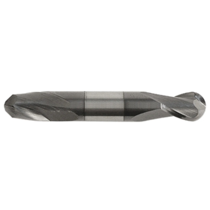 Rushmore USA 2 Flute Solid Carbide AlTiN Coated Ball Nose Double End Mill, 3/32 Size, 1/8 Shank Diameter, 3/16 Length of Cut,  1-1/2 Overall Length
