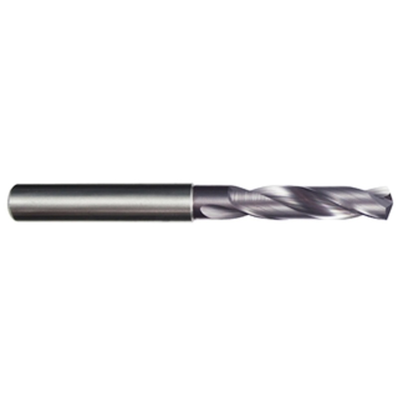 Rushmore USA Solid Carbide AlTiN 5XD Non-Coolant Thru Jobbers Drill, 1/4 E Size, 0.25 Decimal Size, 0.315 Shank Diameter 2.086 Flute Length, 3.58 Overall Length