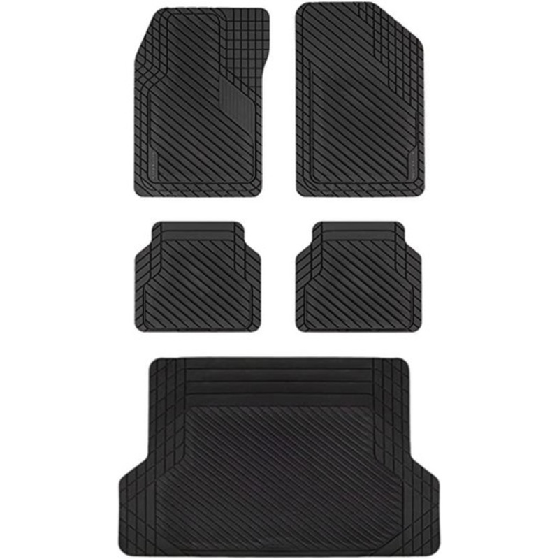 CUT-TO-FIT 5-PIECE FLOOR MAT SET including Cargo Mat – Black