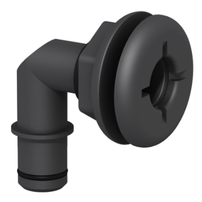 Thru Hull Qwik-Lok Elbow 3/4inch | Black