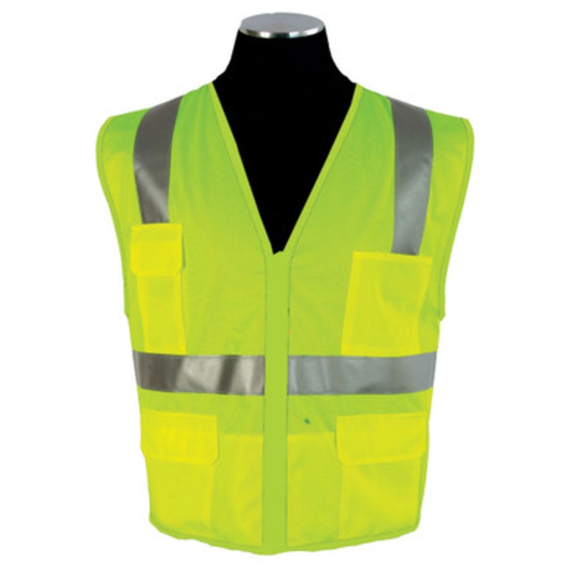 1291 Lime Economy Vest Solid Front Zipper