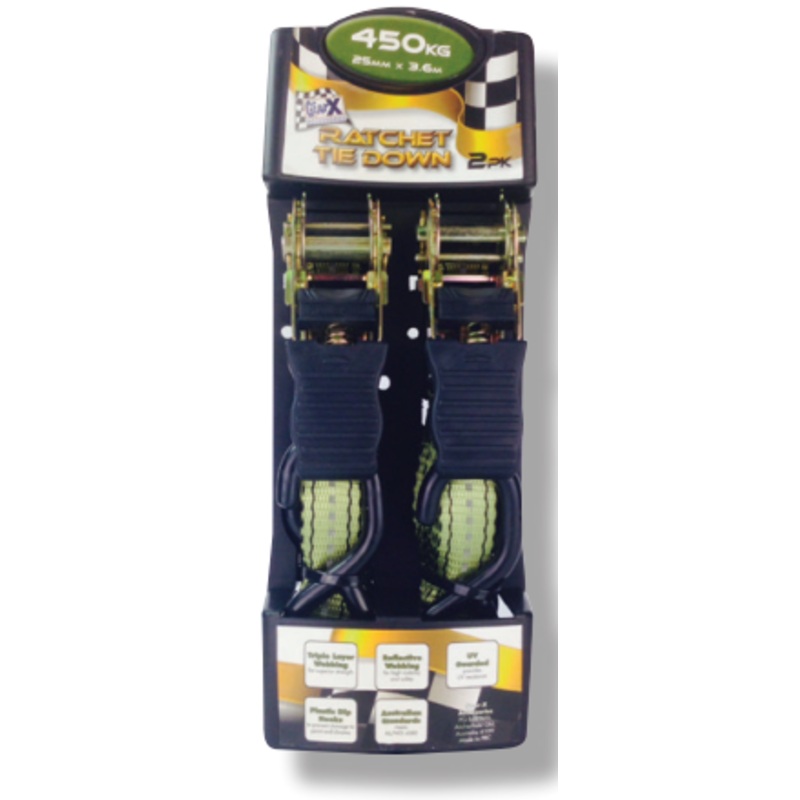 Ratchet Strap 450kg 3.6m 2pack