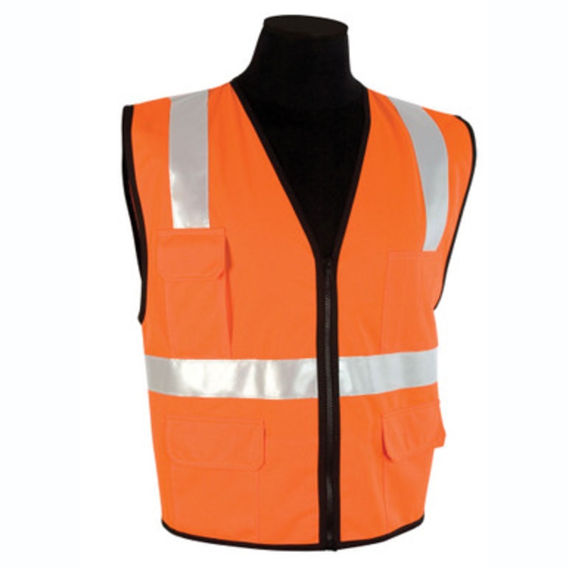 1292 Orange Economy Vest Solid Front Zipper