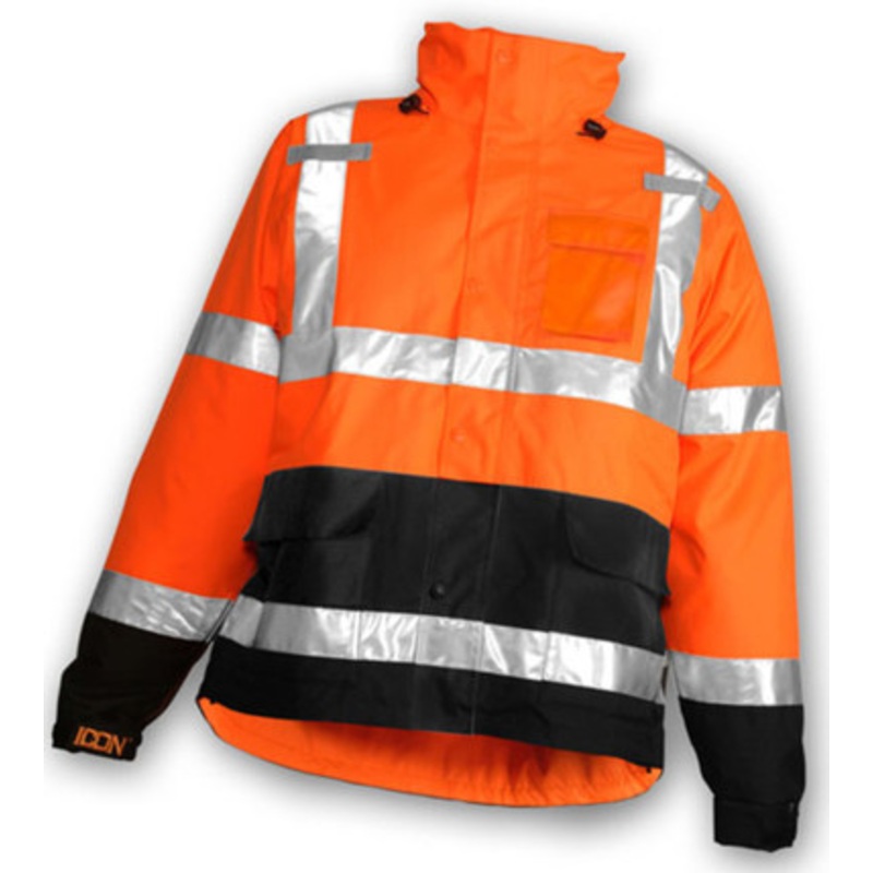 Icon Jacket w/ Hood Breathable & High Visability Orange/Blk Jacket S – 3XL