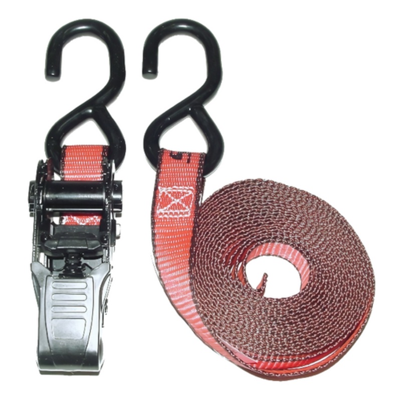 Ratchet Strap  S Hooks Red 25mm x 4.5m