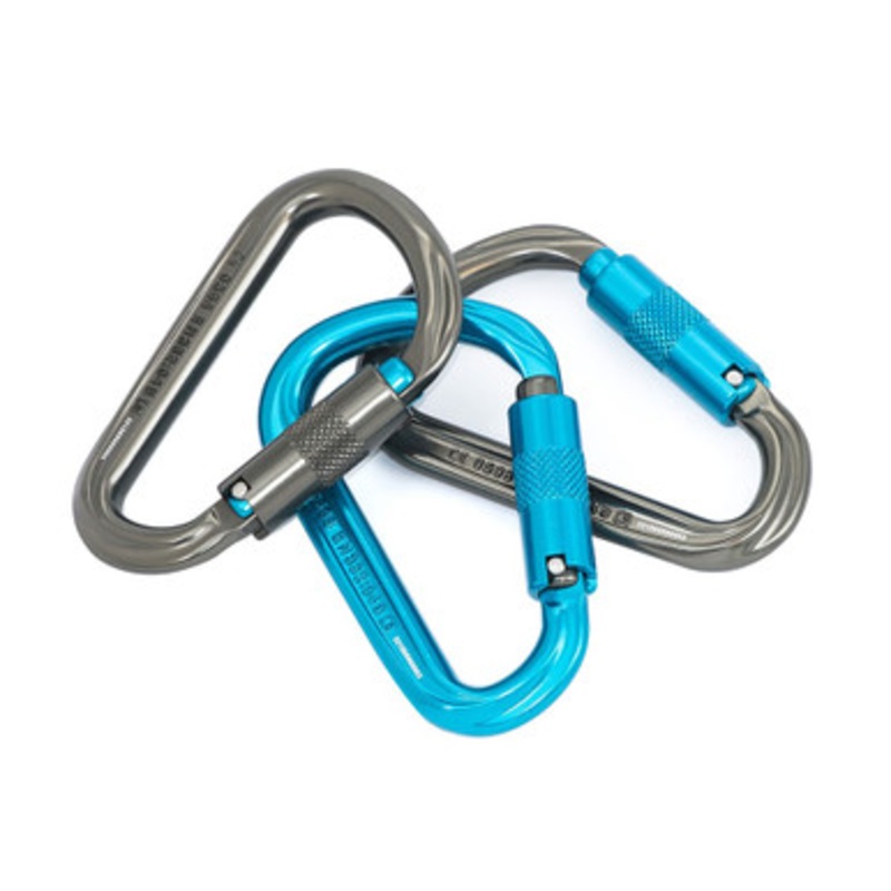ISC HMS Carabiner 3-Pack, Titanium/Turquoise
