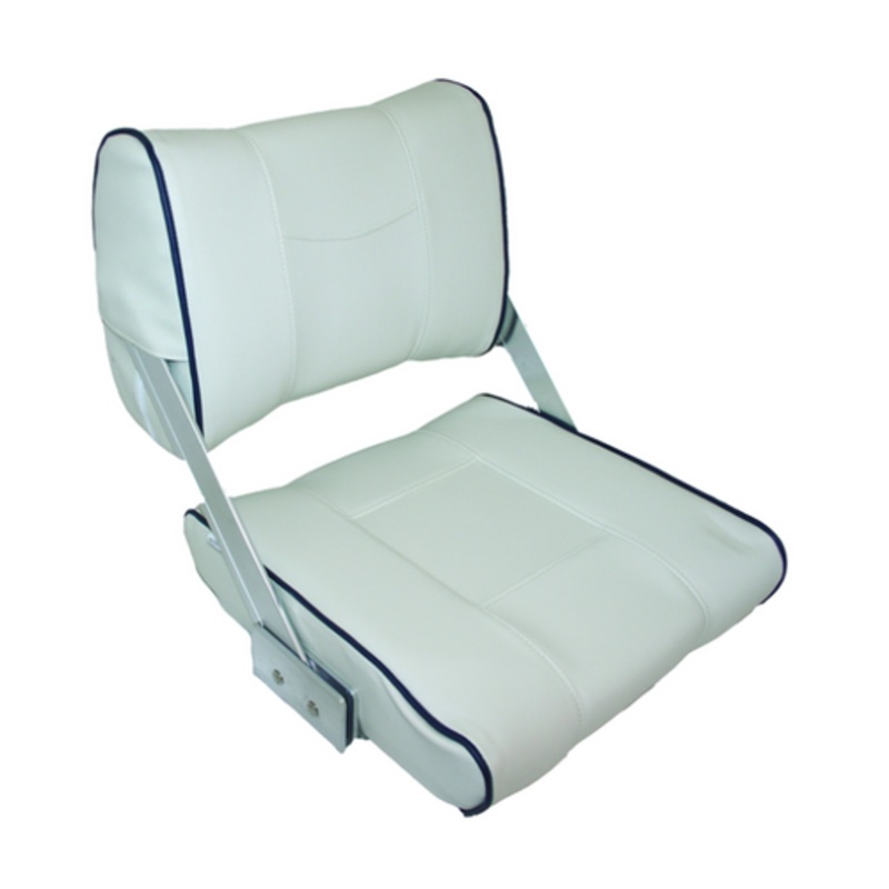 Seat Flipback Ivory w Blue Piping