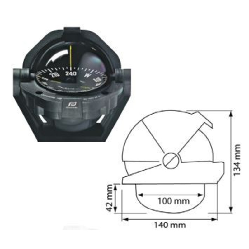 Offshore 135 Powerboat Compass Black, Flush Mount, Flat Card