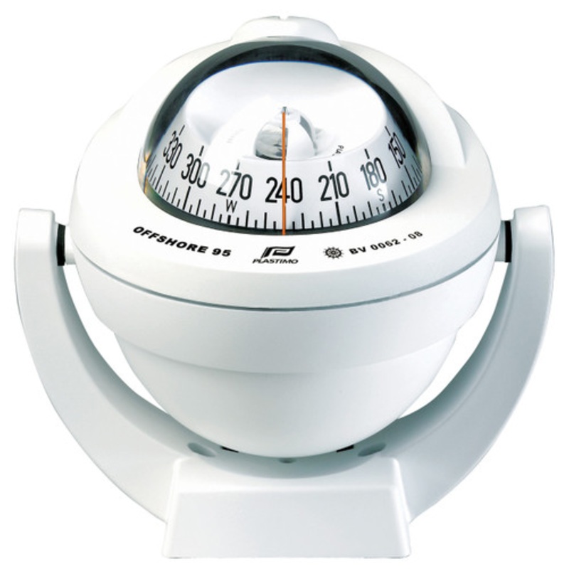 Offshore 95 Powerboat Compass White, Bracket Mounted, Conical Card