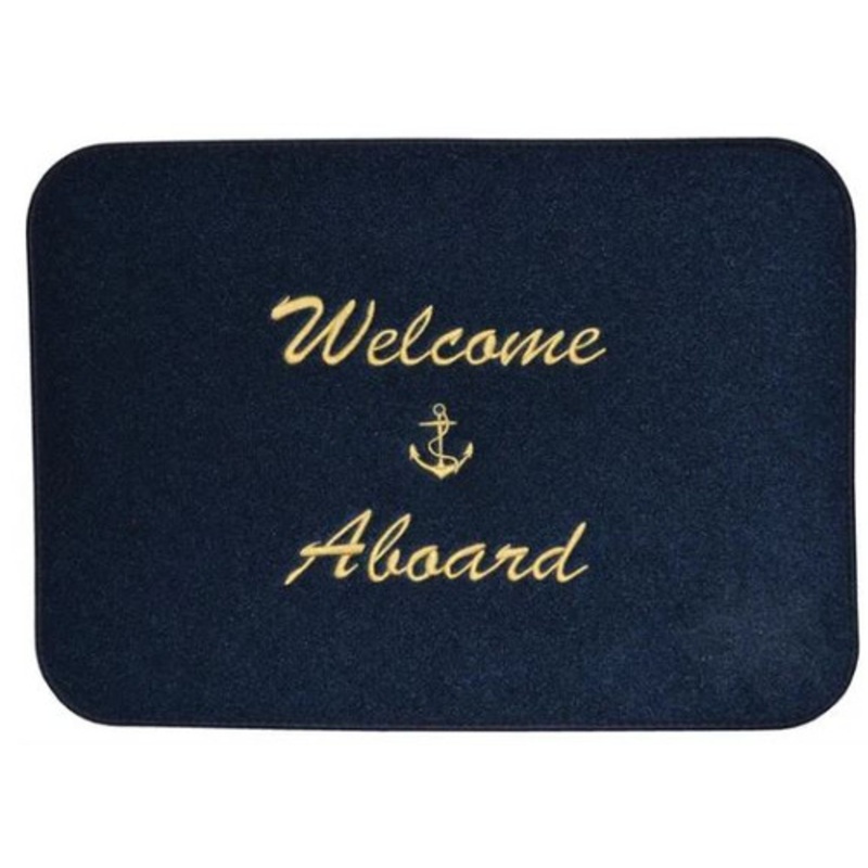 Welcome Aboard Mat – Navy/Gold