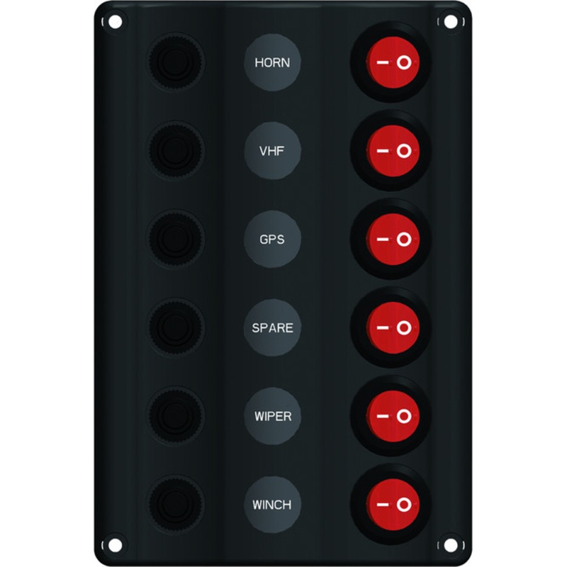 Wave Design Switch Panel with Circuit Breaker – 6 Switches