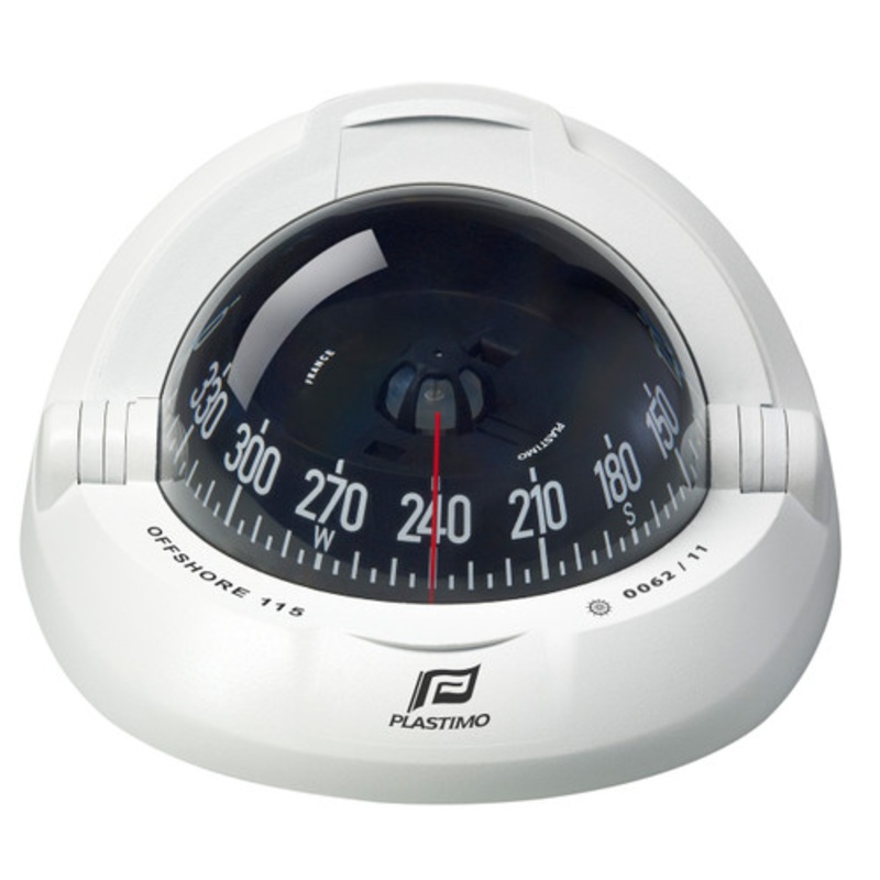 Offshore 115 Powerboat Compass White, Flush Mount, Conical Card