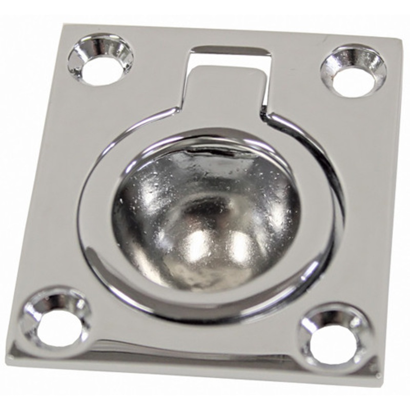 Flush Ring Pull Chrome Plated Brass 43 x 37mm