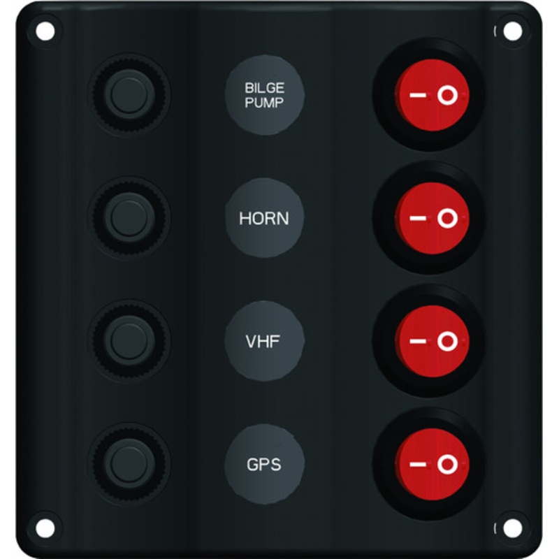 Wave Design Switch Panel with Circuit Breaker – 4 switches