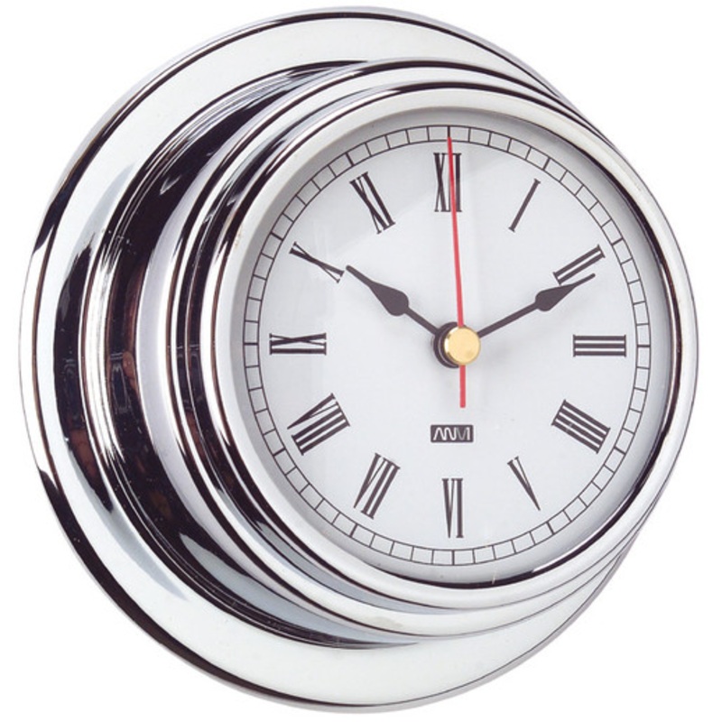 Clock – 120mm Chrome Plated Brass with Roman numerals