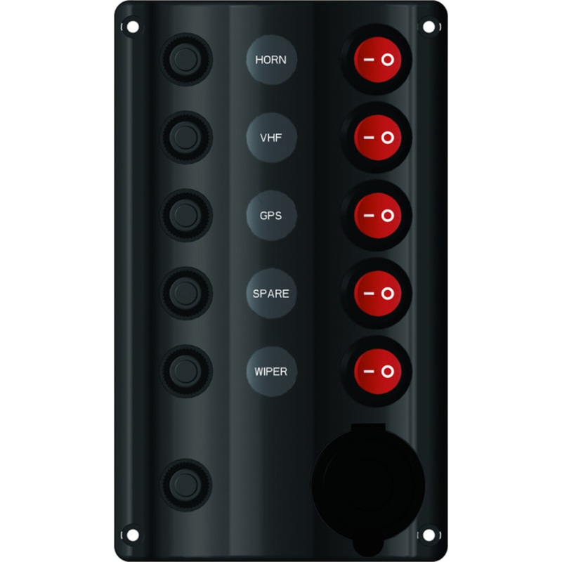 Switch Panel with Circuit Breaker & Cig Socket – 5 Switch