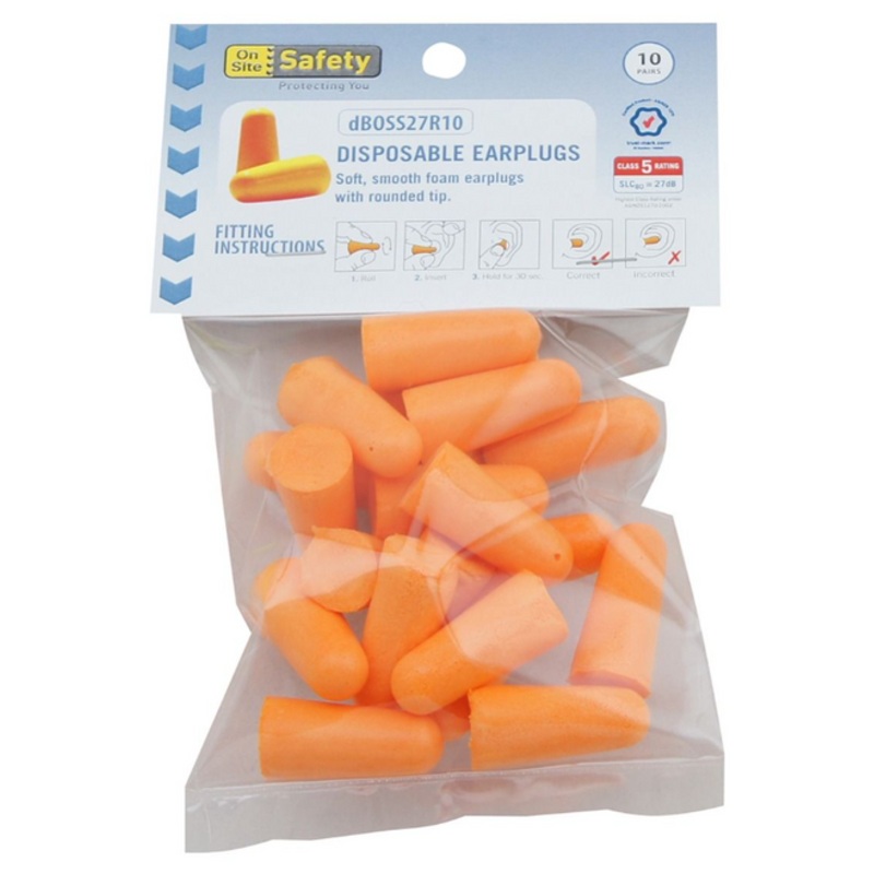 Ear Plugs Orange Pack of 10