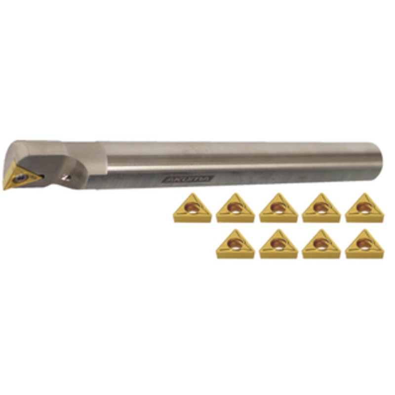 Akuma 1/2 Single Boring Bar Holder A08K-STFCR-2, (10)TCMT2(1.5)1-MP1 CT25M Inserts