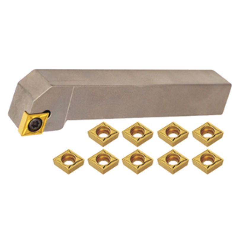 Akuma 1/2 Indexable Turning Tool Holder STGCR08-2K, (10)TCMT2(1.5)1-MP1 CT25M Inserts
