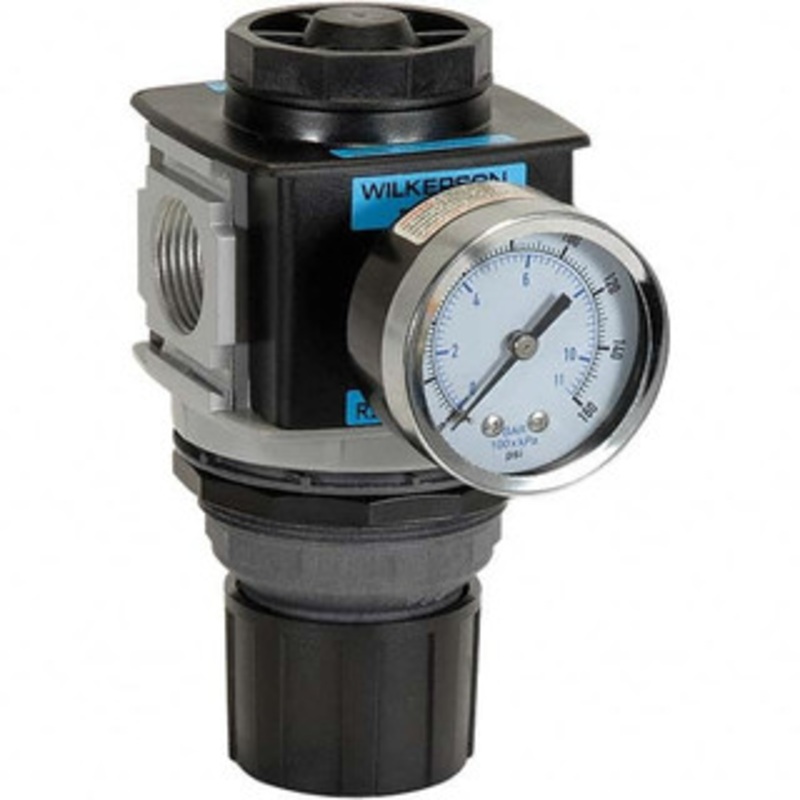 Wilkerson 3/8 NPT 0 – 125 psi Standard Aluminum Die Cast Regulator with Gauge 300 Max Supply psi, 228 CFM, -13 to 150F, 2.87 Wide x 5.87 High R28-03-F0G0B – 11758307