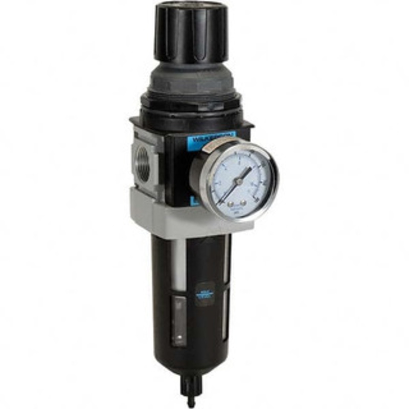 Wilkerson 3/8 NPT Standard 1 Pc Filter/Regulator FRL Unit with Pressure Gauge 200 SCFM, 150 Max psi, Polycarbonate Bowl, Manual Drain Drain B28-03-FKG0B – 11760311