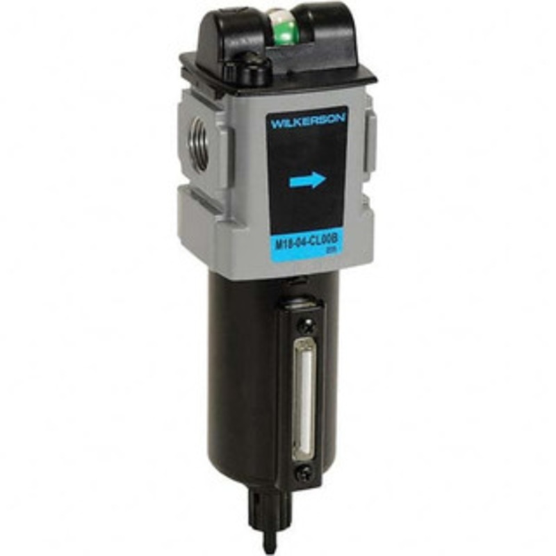 Wilkerson Coalescing Filters, Port Size: 1/4, Maximum Working Pressure (psi): 250, Bowl Material: Aluminum, Width (Decimal Inch): 2.3600, Height (Inch): 8-3/8, Height (Decimal Inch): 8.360 M18-02-BL00B – 11758687
