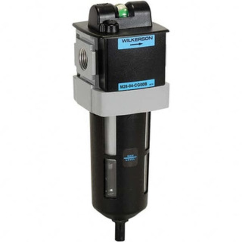 Wilkerson Coalescing Filters, Port Size: 3/4, Maximum Working Pressure (psi): 150, Bowl Material: Polycarbonate, Width (Decimal Inch): 2.8700, Height (Inch): 9-1/4, Height (Decimal Inch): 9.250 M28-06-CG00B – 11759255