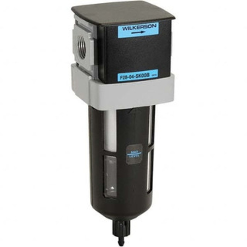 Wilkerson Filters, Port Size (NPT): 3/8, Height (Inch): 8-3/8, Width (Inch): 2-7/8, Bowl Material: Polycarbonate, Drain Type: Manual, Standard Cubic Feet Per Minute: 115 F28-03-SK00B – 11755964
