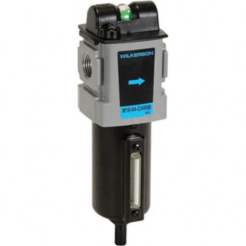Wilkerson Coalescing Filters, Port Size: 3/8, Maximum Working Pressure (psi): 250, Bowl Material: Aluminum, Width (Decimal Inch): 2.3600, Height (Inch): 8-3/8, Height (Decimal Inch): 8.360 M18-03-CH00B – 11758588
