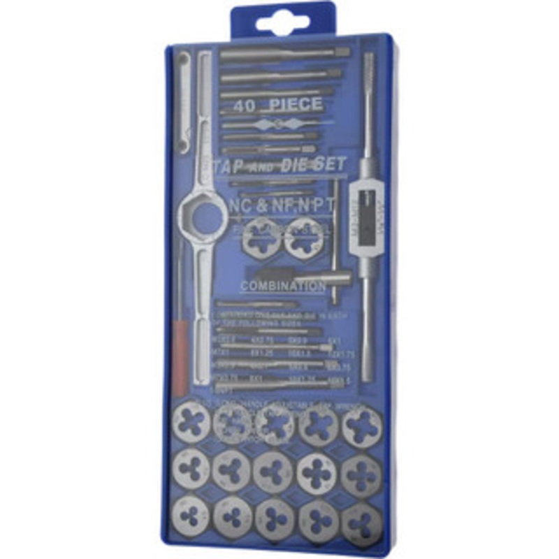 Value Collection Tap and Die Set 314-9643, NPT, M3x0.50 to M12x1.75 Tap, 1/8-27 to 1/8-27 Die – 70-147-4