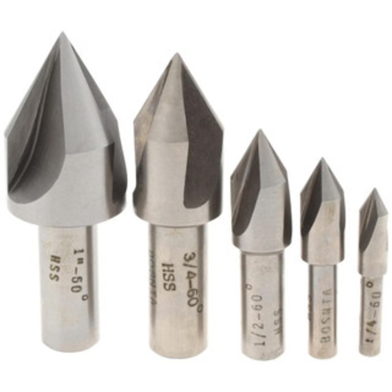 Value Collection HSS 3 Flute Countersink Set, 5-piece, 1/4 to 1 Head Diameter, 60 Angle – 73-464-0