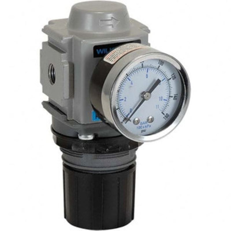 Wilkerson 1/4 NPT 0 – 125 psi Compact Aluminum Die Cast Regulator with Gauge 300 Max Supply psi, 148 CFM, -13 to 150F, 2.36 Wide x 5.36 High R18-02-F0G0B – 11758174