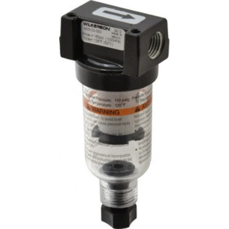 Wilkerson 1/4 Port Coalescing Filter Polycarbonate Bowl, Manual Drain, 150 Max psi, 1.69 Wide x 4.21 High M03-02-000 – 86370939