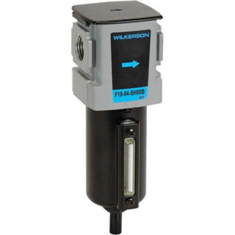 Wilkerson Filters, Port Size (NPT): 3/8, Height (Inch): 7-1/2, Width (Inch): 2-3/8, Bowl Material: Aluminum, Drain Type: Auto, Standard Cubic Feet Per Minute: 78 F18-03-SH00B – 11755998