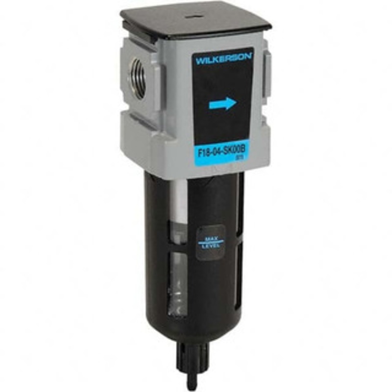 Wilkerson Filters, Port Size (NPT): 3/8, Height (Inch): 7-1/2, Width (Inch): 2-3/8, Bowl Material: Polycarbonate, Drain Type: Manual, Standard Cubic Feet Per Minute: 78 F18-03-SK00B – 11755881