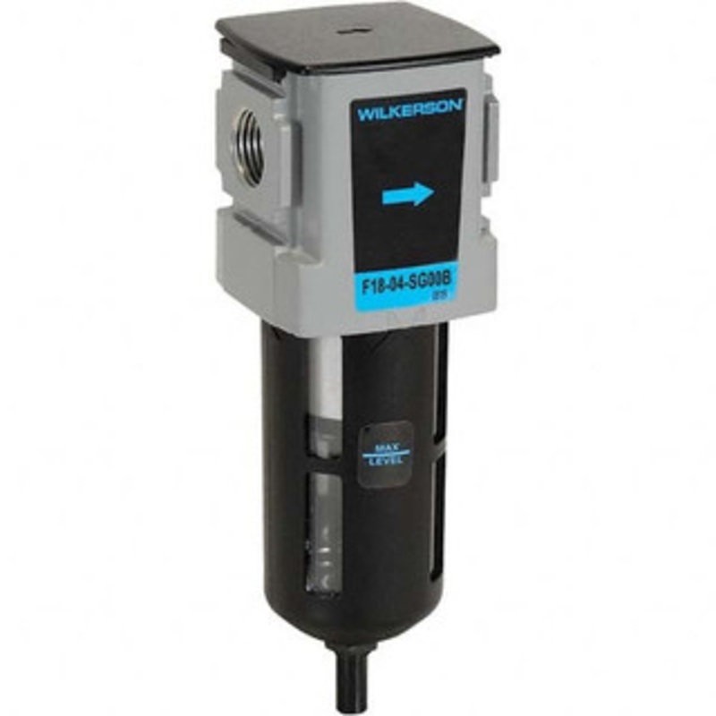 Wilkerson Filters, Port Size (NPT): 3/8, Height (Inch): 7-1/2, Width (Inch): 2-3/8, Bowl Material: Polycarbonate, Drain Type: Auto, Standard Cubic Feet Per Minute: 78 F18-03-SG00B – 11755907