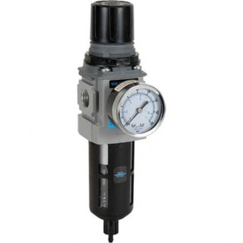Wilkerson 3/8 NPT Compact 1 Pc Filter/Regulator FRL Unit with Pressure Gauge 158 SCFM, 150 Max psi, Polycarbonate Bowl, Manual Drain Drain B18-03-FKG0B – 11760246