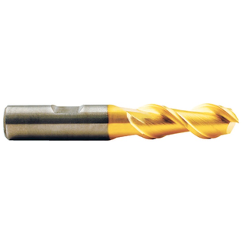 Weldon Ski-Kut 2 Flute H.S.S. TiN Coated Roughing End Mill, 5/8 Size, 5/8 Shank Diameter, 2-1/2 Length of Cut, 4-5/8 Overall Length