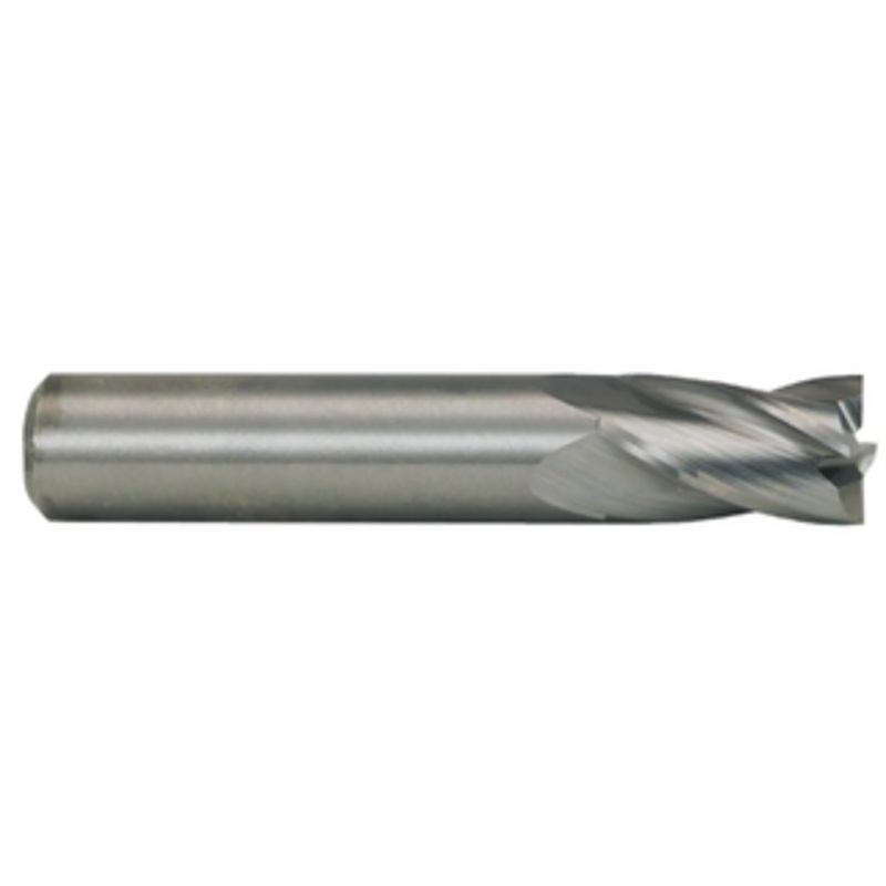 RobbJack 4 Flute Solid Carbide Tuffy Stub Length Single End Mill, 3/32 Size, 1/8 Shank Diameter, 3/16 Length of Cut, 1-1/2 Overall Length