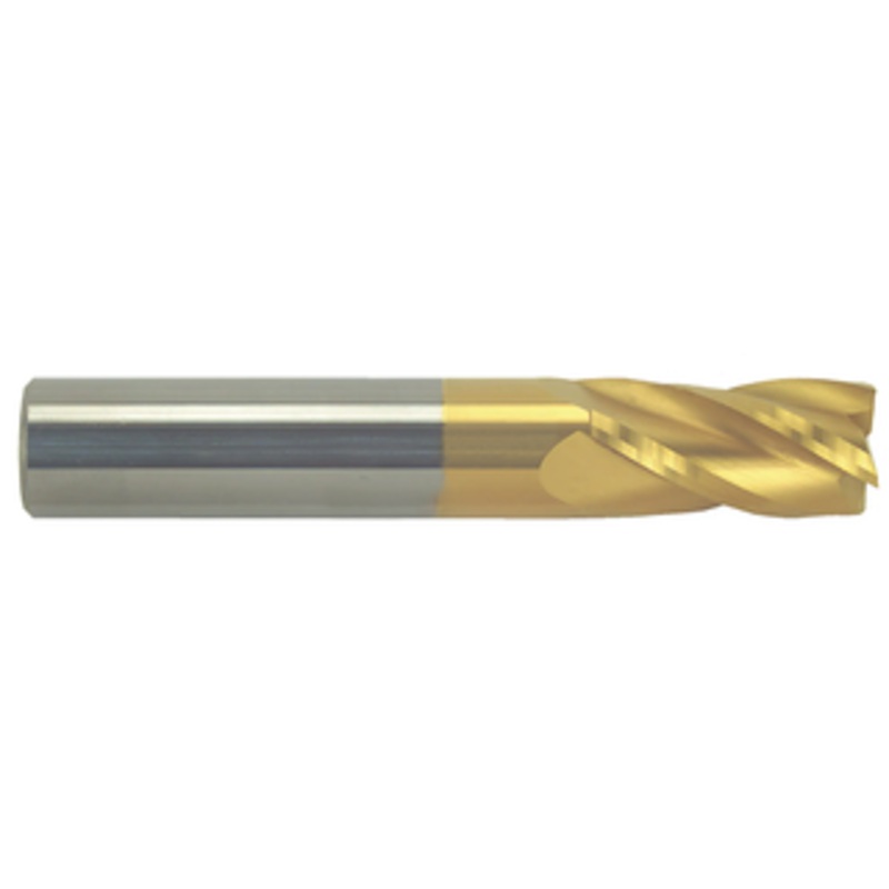 Rushmore USA 4 Flute Micrograin Solid Carbide TiN Coated Single End Mill, 5/8 Size, 5/8 Shank Diameter, 1-1/4 Length of Cut, 3-1/2 Overall Length